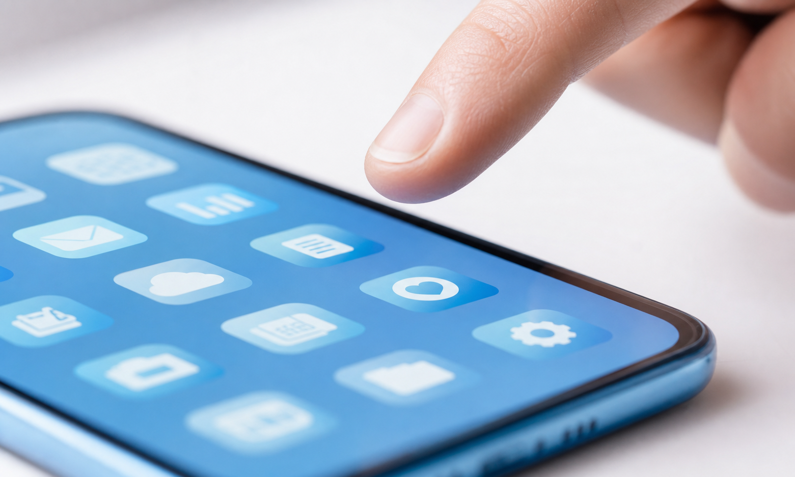 Hand tapping a download button on an app store screen